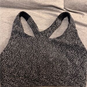 Athleta Black & White Speckled Racerback Sports Bra